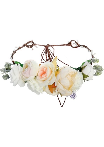 No.1 Boyutu Gelin Kadın Çiçek Tacı Saç Bandı Çiçek Taçı Kurdele Fiyonk Kız Çiçek Taçı Düğün Saç Aksesuarları (Yurt Dışından)