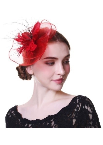 No.3 Boyutu Bayan Düğün Partisi Baş Tacı Fascinator Çiçek Toka Tüy Taç (Yurt Dışından)