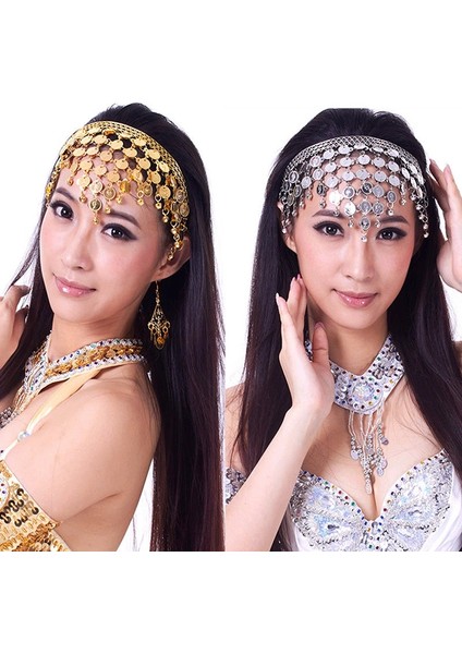 Gümüş Tarzı 1 Bilgisayar Şık Belly Dance Kostümü Dans Saç Bandı Başlık Sikke Payetler (Yurt Dışından) fırsatları