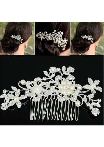 Düğün Saç Aksesuarları Klips Romantik Kristal Inci Çiçek Saç Tokası Taç Gelin Tacı Saç Teli Gelin Saçı Tarakı (Yurt Dışından) modelleri