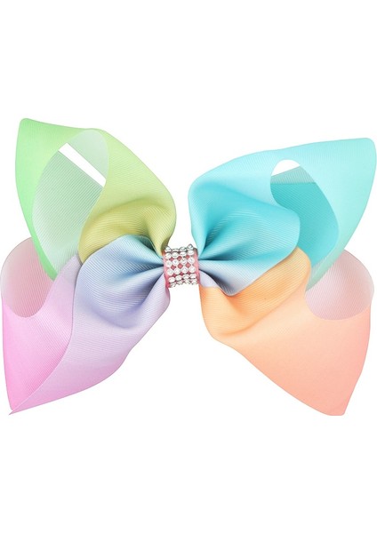 NO24 Rastgele Gökkuşağı Kız Çocukları Büyük Taşlı Saç Kurdeleleri Baskılı Kırmızı Kurdele Yay Tüm Timsah Toka Saç Aksesuarları (Yurt Dışından)