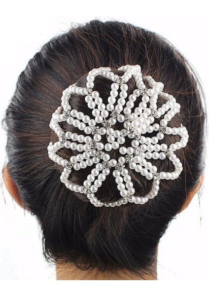 Beyaz Stil Kadın Süs Dansı Tığ Snood Balle Elastik Inci Saç Ağları Saç Topuzu Net Başlık (Yurt Dışından) indirimleri