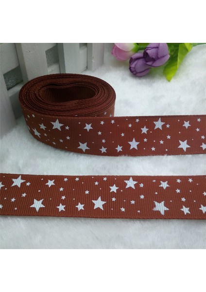 Kahverengi Tarzı Yeni 5 Metre 1'' Yıldız Baskılı Grosgrain Kurdele Saç Kurdelesi Kendin Yap - E-Ticaret (Yurt Dışından)