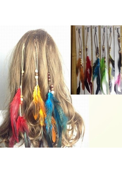 Pembe Tarzı Kadın Kız Parti Için Bohem Tarzı Tahta Boncuklu Püsküllü Tüy Toka Hızma Aksesuarları - Saç Tokası (Yurt Dışından) modelleri