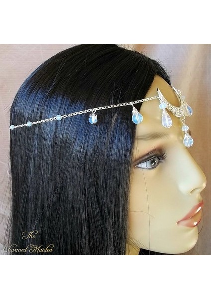 Beyaz Stil Gümüş Opalit Ay Tacı, Ay Taç, Tacı, Ay Tanrıçası, Pagan, Wiccan, Wicca, Festival, El Ayak Bağı, Baş Takı, Düğün (Yurt Dışından) modelleri