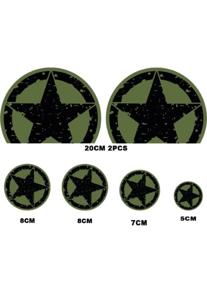 Scooter Yıldız Desen Evrensel Set Sticker Etiket Kaplama Modeli Askeri Yeşil
