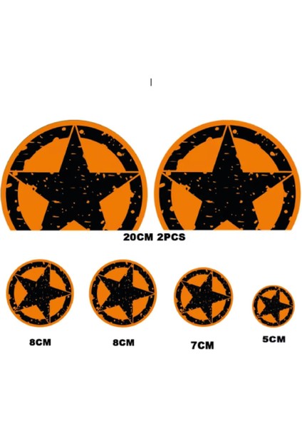 Scooter Yıldız Desen Evrensel Set Sticker Etiket Kaplama Modeli Turuncu