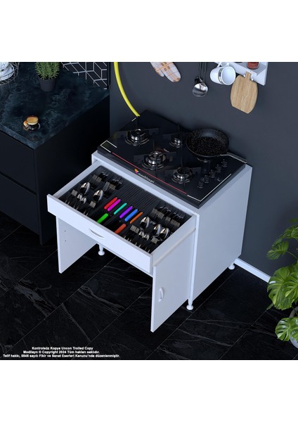 BİRCE XXL-75 x 87 x 48 cm Kapaklı Set Ocak Altı Çekmeceli Çok Amaçlı Mutfak & Banyo Dolabı
