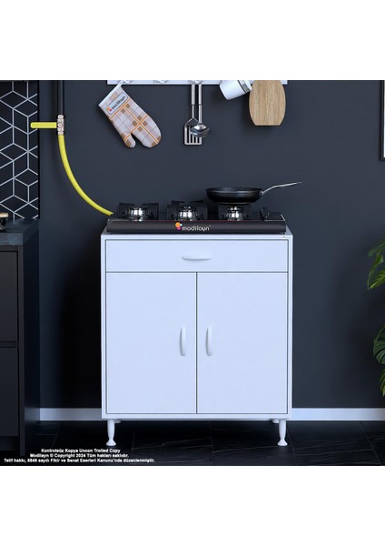BİRCE XXL-75 x 87 x 48 cm Kapaklı Set Ocak Altı Çekmeceli Çok Amaçlı Mutfak & Banyo Dolabı