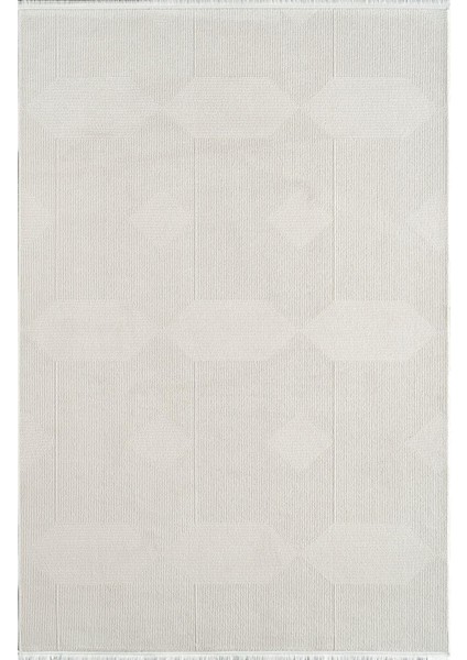 Arles FJ01A Krem Akrilik Yumuşak Dokulu Modern Çizgili Halı