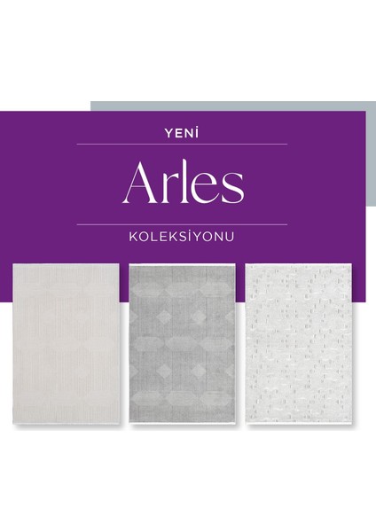 Arles FJ01A Krem Akrilik Yumuşak Dokulu Modern Çizgili Halı