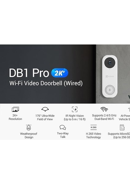 Cs-Db1 Pro 2k+ Wi-Fi Görüntülü Kapı Zili (H.265)