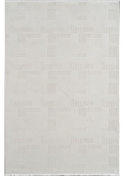 Arles FJ02A Krem Akrilik Yumuşak Dokulu Modern Çizgili Halı