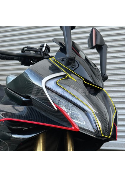 Cf Moto 450SR Far Yanı ve Ön Kafa Derin Karbon Kaplama Modeli