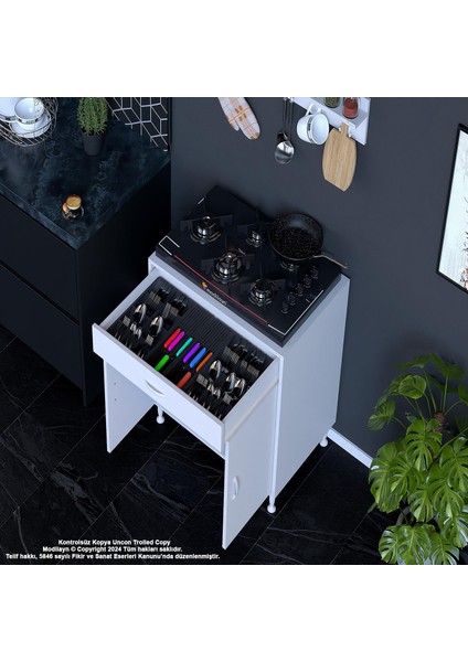 BİRCE XXXL-80 x 87 x 48 cm Tüp Bölmeli Set Ocak Altı Dolap ve Baharat Rafı