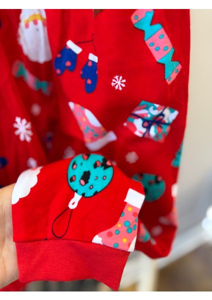 Babyaden Yeni Yıl Noel Yılbaşı Pijama Partisi Pamuklu Unisex Kız Erkek Çocuk Pijama Takımı modelleri