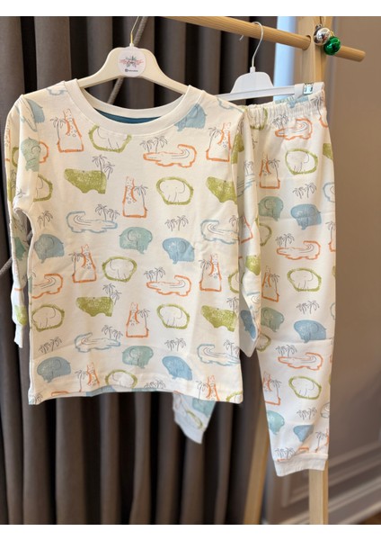 Babyaden Yeni Yıl Noel Yılbaşı Pijama Partisi Pamuklu Unisex Kız Erkek Çocuk Pijama Takımı