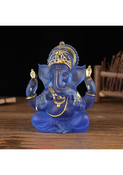 Heykelcik Hint Fengshui Fil I Heykelleri Ev Süsleri El Sanatları Mavi (Yurt Dışından)