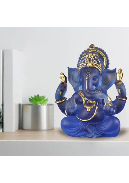 Heykelcik Hint Fengshui Fil I Heykelleri Ev Süsleri El Sanatları Mavi (Yurt Dışından)