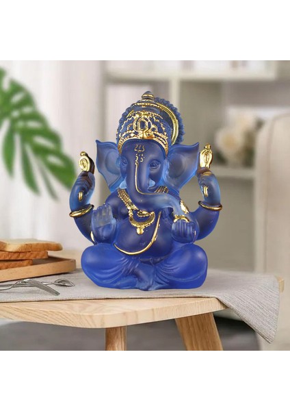 Heykelcik Hint Fengshui Fil I Heykelleri Ev Süsleri El Sanatları Mavi (Yurt Dışından)