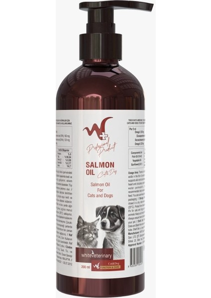 Whiteveterinay Salmon Oil Cat&dog 200 ml ( Omega 3 ve 6 Içerikli Somon Yağı )