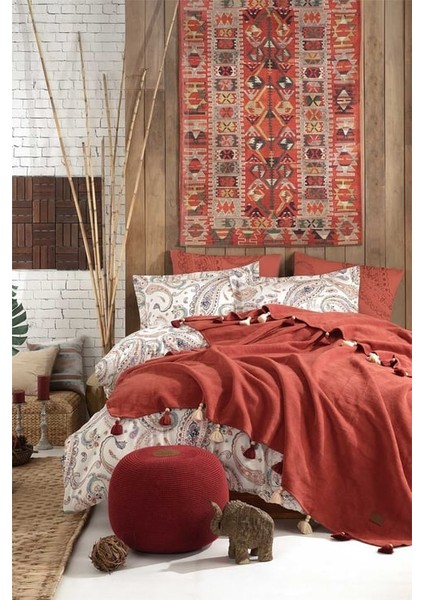 Iyi Geceler Istanbul Boho Chic Çift Kişilik Püsküllü Battaniyeli Nevresim Seti