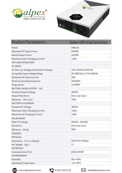 6200 Watt On Grid/off Grid Hybrid Inverter (48V)