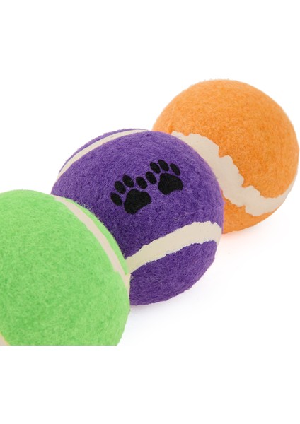 3'lü Pet Tenis Topu - Renkli - 5 cm