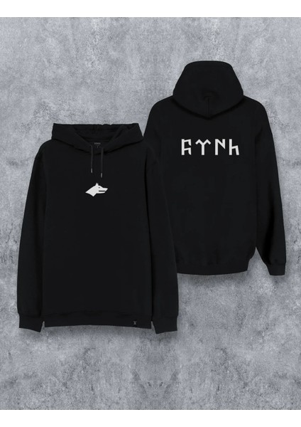 türk Bozkurt Özel Tasarım Baskılı Unisex Kapşonlu Çift Taraflı Sweatshirt Hoodie