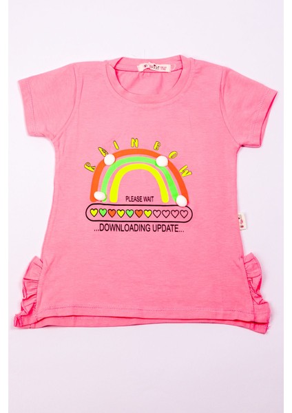 Kız Çocuk Tshirt Gökkuşağı Baskılı A2