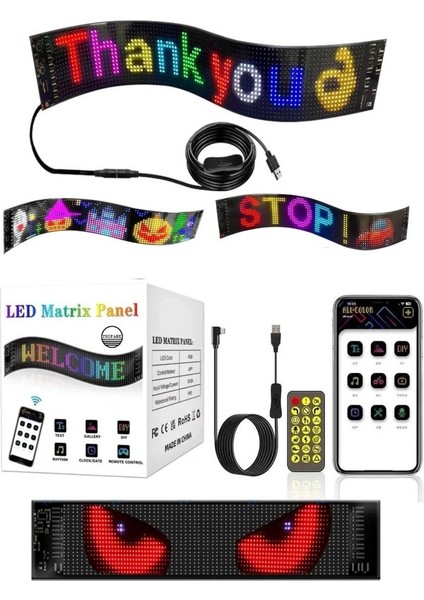LED Matrix Panel Rg-B Ekran Kumandalı App Kontrollü Iş Yeri Otomobil Tır 60 cm
