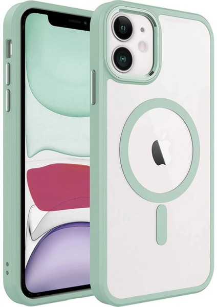Apple iPhone 11 Kılıf Wireless Şarj Özellikli Zore Krom Magsafe Silikon Kapak