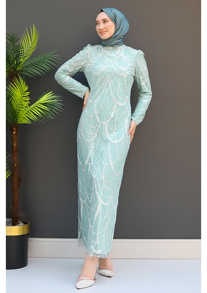 Hande Tesettür Elbise Gri