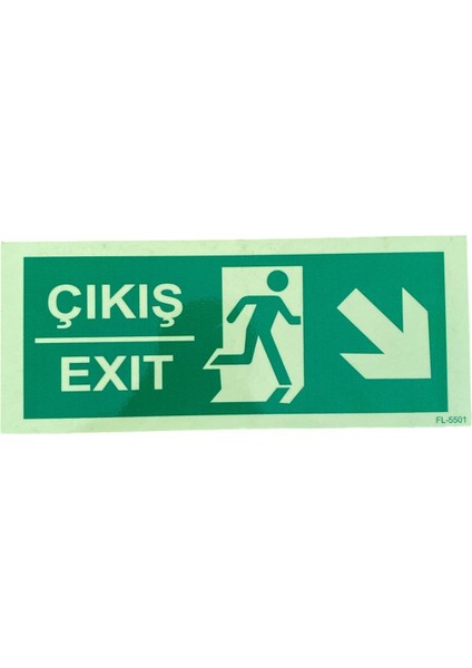 Çıkış Exit Yön Levhası Aşağı Sağ