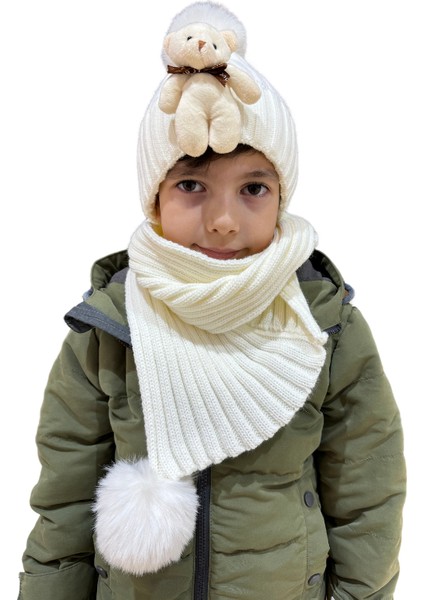 Benittokids Çocuk Ayıcıklı Atkı Bere Takımı 7019