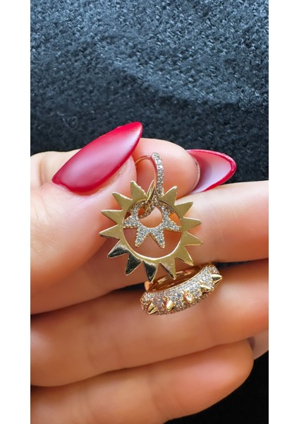 Zirkon Taşlı Gold Çelik Güneş Küpe fiyatları