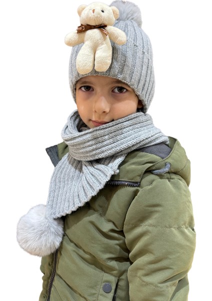 Benittokids Çocuk Ayıcıklı Atkı Bere Takımı 7019