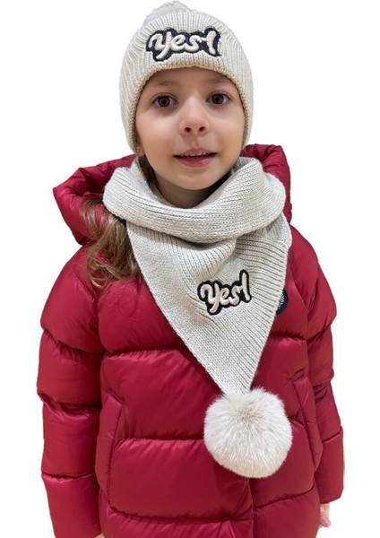 Benittokids Çocuk Yazı Detaylı Bere Atkı Takımı 7019