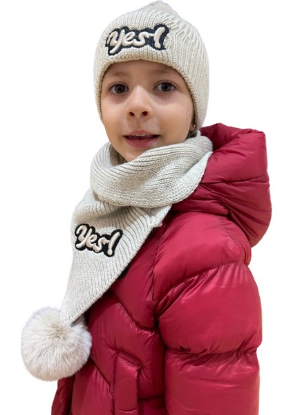 Benittokids Çocuk Yazı Detaylı Bere Atkı Takımı 7019 fiyatları