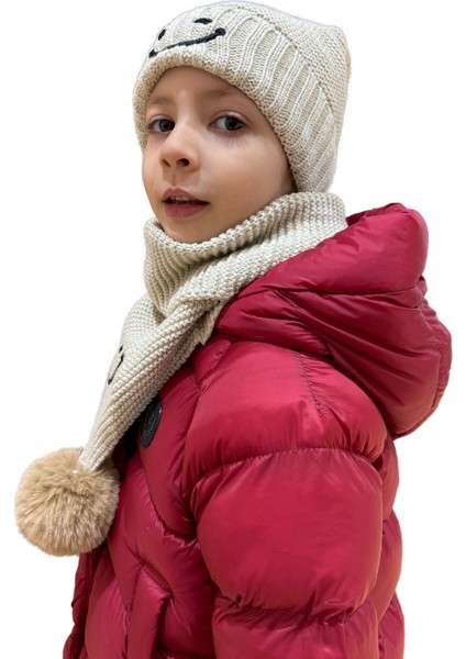 Benittokids Çocuk Gülen Yüz Detaylı Bere Atkı Takımı 7016 fiyatları