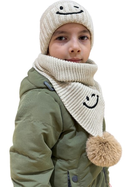 Benittokids Çocuk Gülen Yüz Detaylı Bere Atkı Takımı 7016 fırsatları