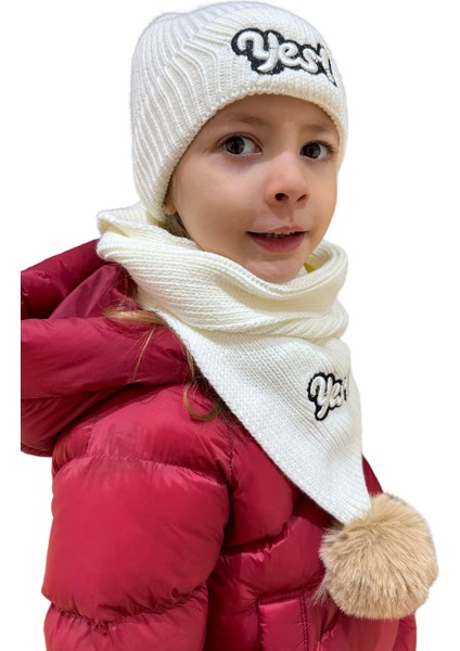 Benittokids Çocuk Yazı Detaylı Bere Atkı Takımı 7019 modelleri