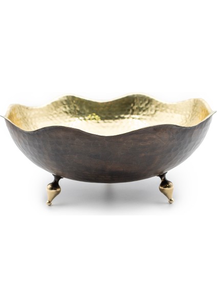 Sarı Bakır Eskitme Dalgalı Gondol (24 cm )
