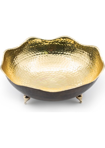 Sarı Bakır Eskitme Dalgalı Gondol (24 cm )
