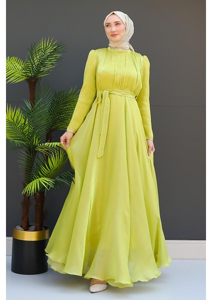Verev Tesettür Elbise Yağ Yeşil modelleri