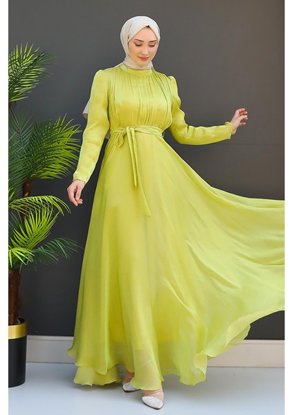 Verev Tesettür Elbise Yağ Yeşil fırsatları
