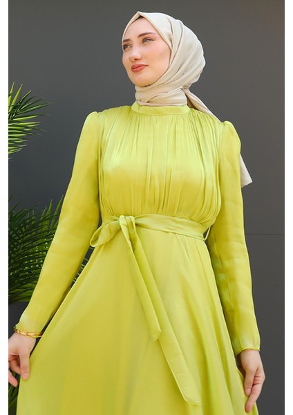 Verev Tesettür Elbise Yağ Yeşil indirimleri