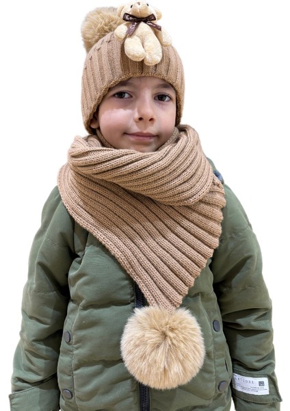 Benittokids Çocuk Ayıcıklı Atkı Bere Takımı 7019
