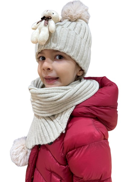Benittokids Çocuk Ayıcıklı Atkı Bere Takımı 7019