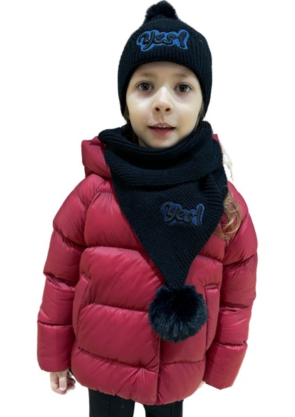 Benittokids Çocuk Yazı Detaylı Bere Atkı Takımı 7019 modelleri